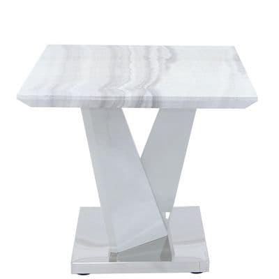 Aston Rect Marble Effect End Table White
