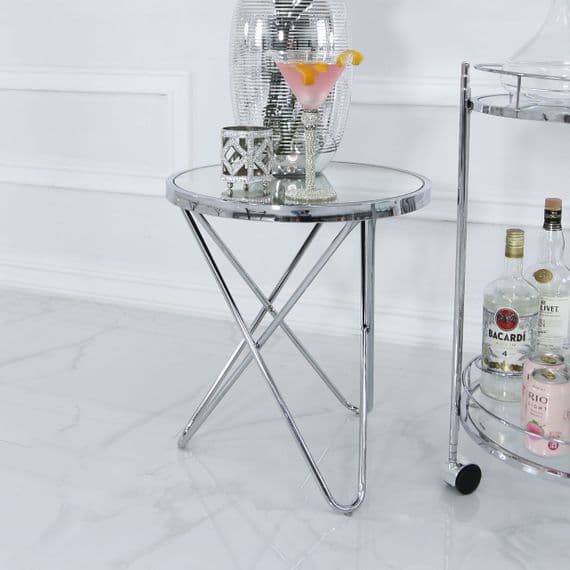 Atlas Clear Glass End Chrome Table