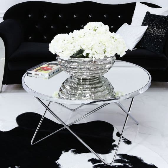 Atlas Mirror Glass Coffee Table Chrome