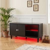 Aura High Gloss Black TV Unit with LED Light, USB & Bluetooth | 120cm