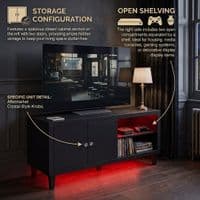 Aura High Gloss Black TV Unit with LED Light, USB & Bluetooth | 120cm