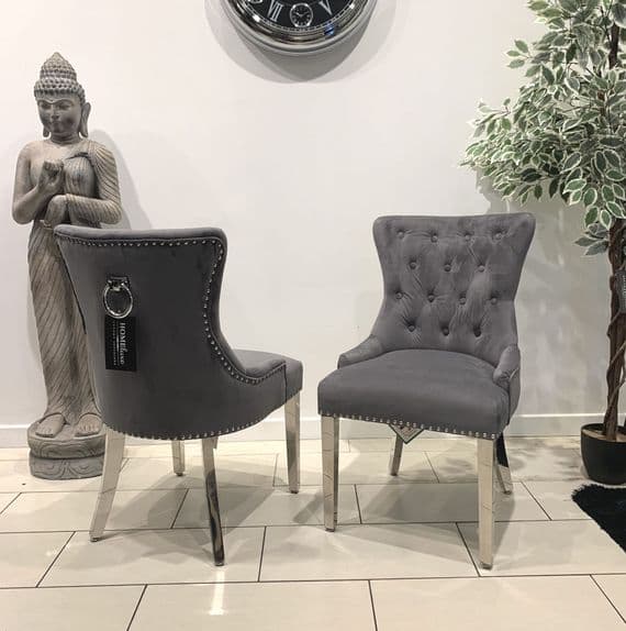 Aydin Dining Chair Brushed Velvet Dark Grey - Sold In Pairs