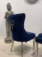 Aydin Dining Chair Brushed Velvet Royal Blue - Sold In Pairs