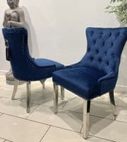 Aydin Dining Chair Brushed Velvet Royal Blue - Sold In Pairs