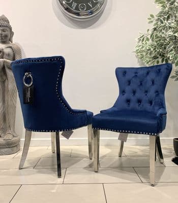 Aydin Dining Chair Brushed Velvet Royal Blue - Sold In Pairs