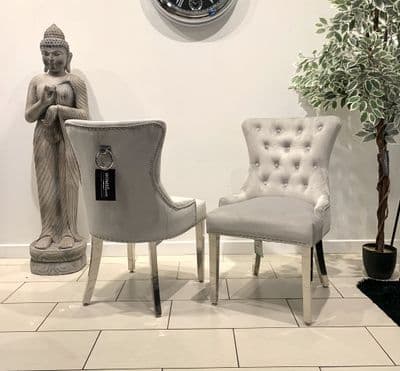 Aydin Dining Chair Brushed Velvet Silver - Sold In Pairs