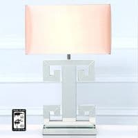 Ayla Mirror Sparkle Glass Table Lamp 16inch Rectangle Blush Pink