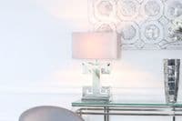 Ayla Mirror Sparkle Glass Table Lamp 16inch Rectangle Blush Pink