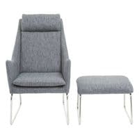 Azalea Grey Fabric Lounge Chair and Footstool Set – Home Luxe Interior
