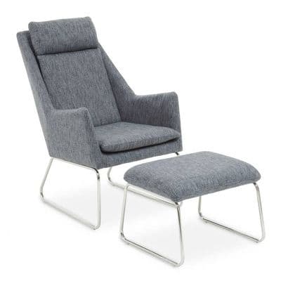 Azalea Grey Fabric Lounge Chair and Footstool Set – Home Luxe Interior