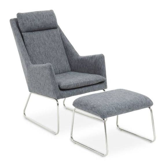 Azalea Grey Fabric Lounge Chair and Footstool Set – Home Luxe Interior