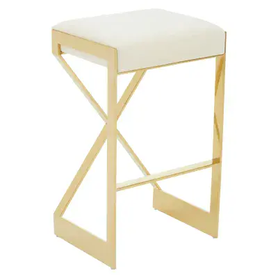 Azalea Ivory And Gold Finish Bar Stool - Home Luxe Interior