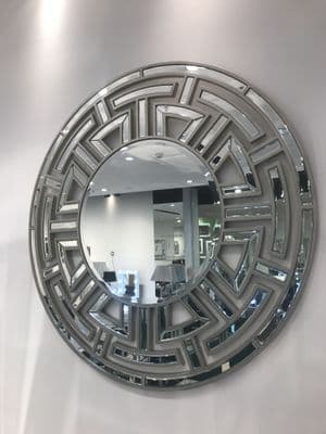 Aztec Round Wall Mirror 100cm Champagne Trim