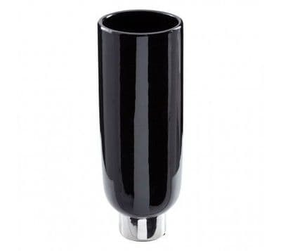 Carly Ceramic Pedestal Vase, Black Silver Base, Small