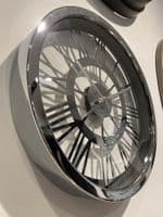 Bailey Wall Clock Silver Brushed Face Roman Dialds