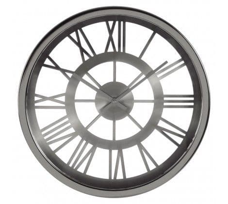 Bailey Wall Clock Silver Brushed Face Roman Dialds