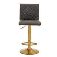 Baina Dark Grey and Gold Bar Stool with Round Base – Home Luxe Interior