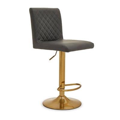 Baina Dark Grey and Gold Bar Stool with Round Base – Home Luxe Interior