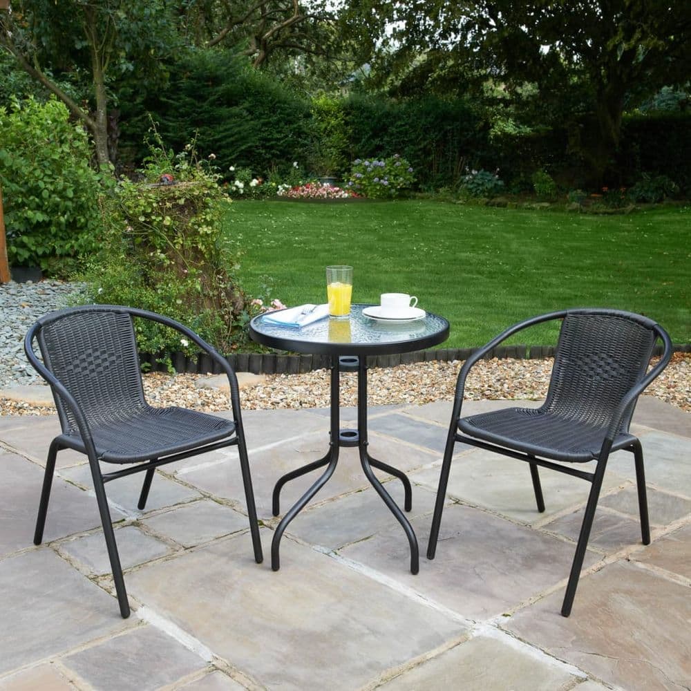 Bali 3 Piece Bistro Set Black