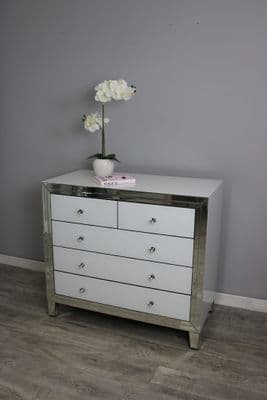 Bianco 2+3 Drawer White Mirror Chest