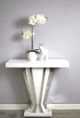 Bianco Fan Console Table White Mirror