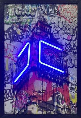 Big Ben Clock Tower Neon LED Wall Art - 40x60cm London Cityscape Canvas USB