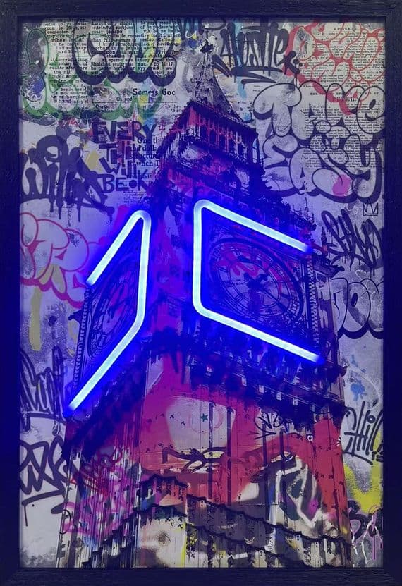 Big Ben Clock Tower Neon LED Wall Art - 40x60cm London Cityscape Canvas USB