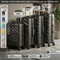 Black 4-Piece ABS Luggage Set - TSA Lock & 360° Spinner Wheels