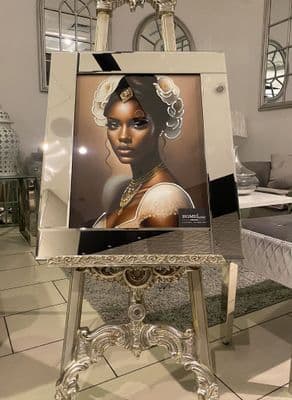 Black African Lady Design 1 Wall Art Mirror Frame 55Cm X 65Cm