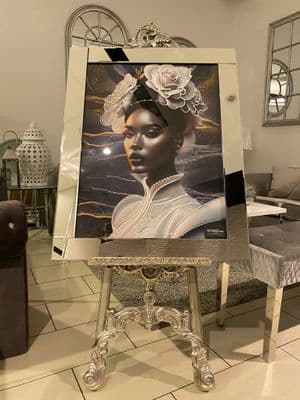 Black African Lady Design 3 Wall Art Mirror Frame 90Cm X 70Cm