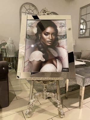 Black African Lady Design 4 Wall Art Mirror Frame 90Cm X 70Cm