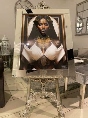 Black African Lady Design 5 Wall Art Mirror Frame 90Cm X 70Cm
