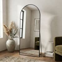 Black Arch Metal Mirror 60x165cm - Modern Bevelled Wall & Floor Mirror