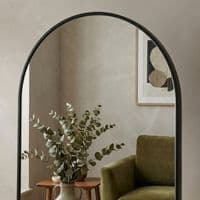Black Arch Metal Mirror 60x165cm - Modern Bevelled Wall & Floor Mirror