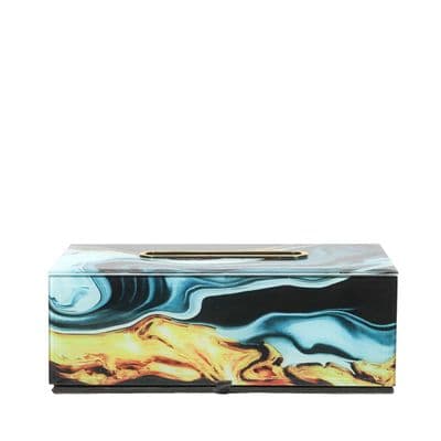 Black Blue Abstract Design Tissue Box Holder