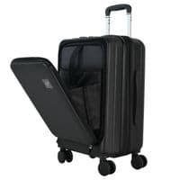 Black Charging Cabin Case - Hardshell Carry On Suitcase with USB Port