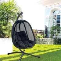 Black Egg Chair with Black Cushions