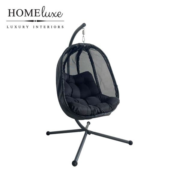 Black Egg Chair with Black Cushions