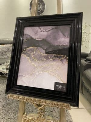 Black & Gold Marble Abstract Wall Art Black Frame