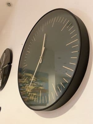 Black & Gold Wall Clock Dark Green Face 50Cm