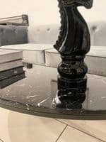 Black Half Moon Marble Effect Console Table