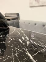 Black Half Moon Marble Effect Console Table