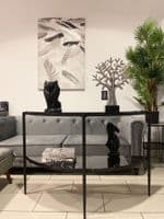 Black Half Moon Marble Effect Console Table