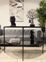 Black Half Moon Marble Effect Console Table