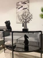 Black Half Moon Marble Effect Console Table