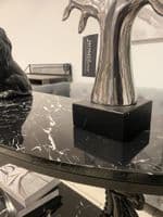 Black Half Moon Marble Effect Console Table