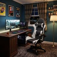 Black & White Gaming Chair Ergonomic Neck & Back Support Office Seat