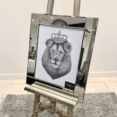 Black & White Lionhead Crown Wall Art Mirror