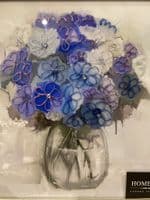 Blue Watercolour Flowers Wall Art Black Alpha Frame 55Cm X 55Cm