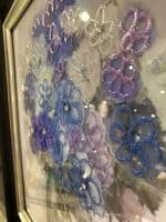 Blue Watercolour Flowers Wall Art Black Alpha Frame 55Cm X 55Cm